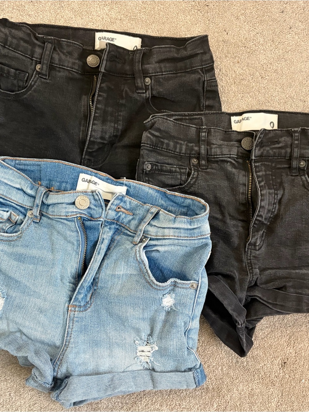 Garage Women’s Denim Shorts - Black & Light Blue